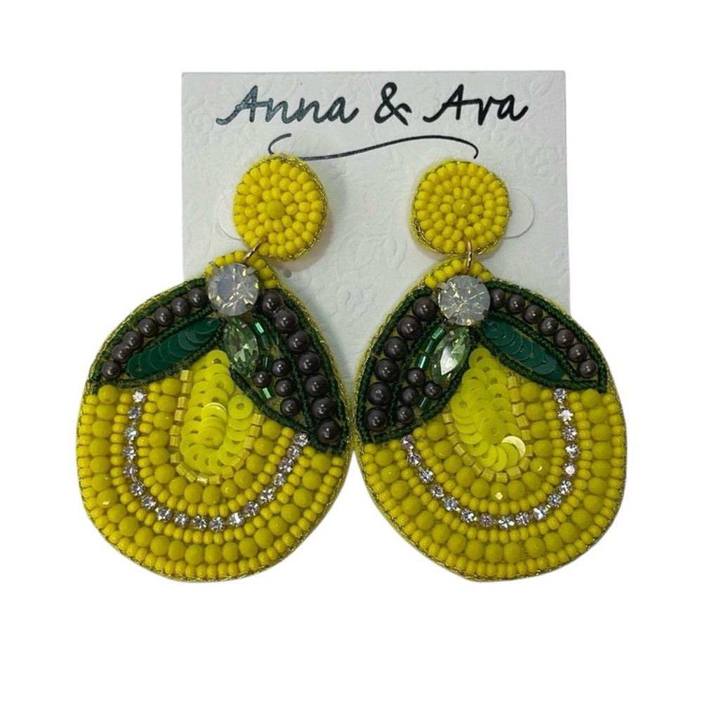 🆕 Anna & Ava Pineapple Bead & Sequin Earrings NWT